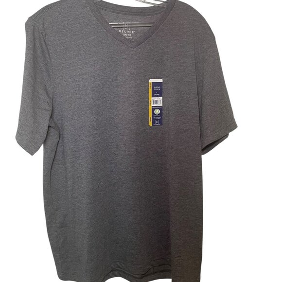 George Men’s V-Neck Moisture Wicking Shirts 2-Pack Size Large Gray & Blue NWT - Picture 4 of 7